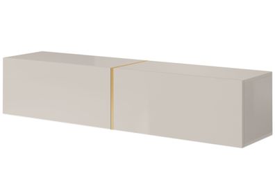 Selsey BISIRA - TV-Möbel, beige mit goldener Einlage, 140 cm