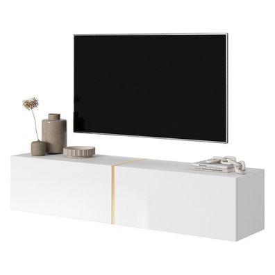 Selsey Bisira - TV-Schrank hängend Weiß mit goldenem Einsatz 140 cm breit