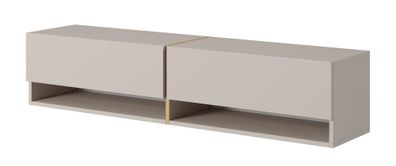 Selsey MIRRGO - TV-Möbel, beige mit vergoldeter Einlage, 140 cm
