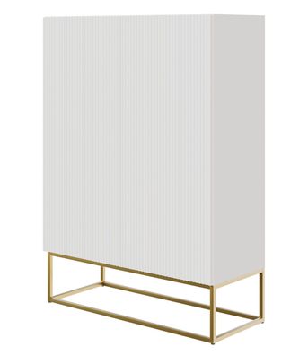 Selsey Veldio - Highboard 2-türig, Weiß mit goldenem Metallgestell, 90 cm breit