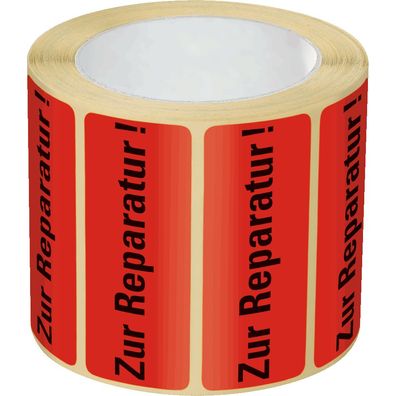 Orga-etikett Zur Reparatur!, rot, Haftpapier, ablösbar, 500/ Rol