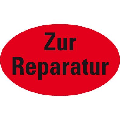 Orga-etikett Z. Reparatur, oval, rot, Haftpapier, ablösbar, 500/ Rol