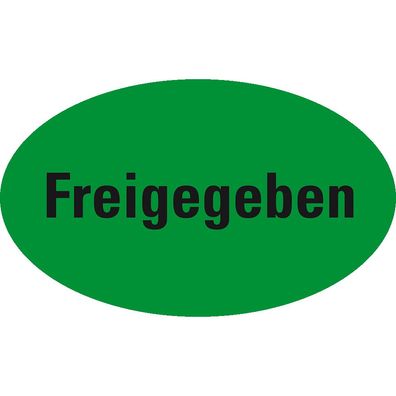 Orga-etikett Freigegeben, oval, grün, Haftpapier, ablösbar, 500/ Rol