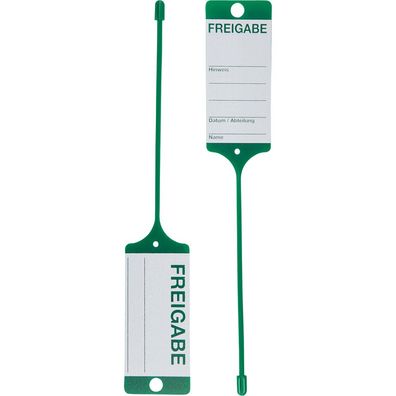 Qualitätsanhänger Freigabe, grün/ weiß, PP-Hartfolie, 210mm, 100/ VE