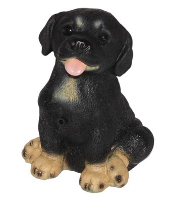 Figur Rottweiler klein Tierfigur mit Scherzbewegungsmelder "wau-wau" Kunststoff