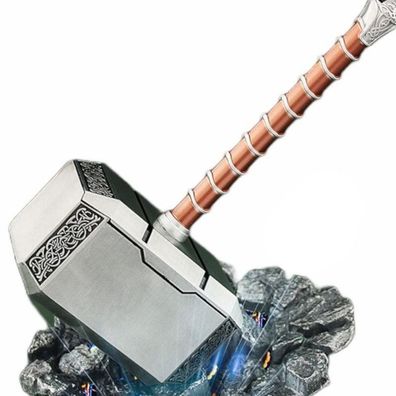THOR 20cm Hammer aus Metall - Seltene Thor mini Hammer in Silber mit Lederband