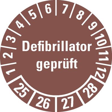 Prüfpl. Defibrillator,25-28, braun, Folie, mit Spezialkleber, Ø30mm,18/ Bog