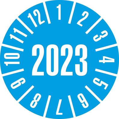 Prüfplakette 2023, hellblau, Folie, Spezialkleber, Ø 20mm, 36/ Bogen