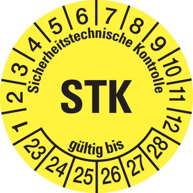 Etikett STK ab 23 gelb/ schwarz 1 VE = 10 Plaketten - 30 mm Folie selbstkl.