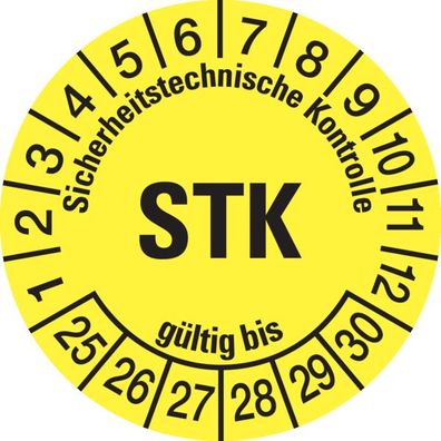 Etikett STK ab 25 gelb/ schwarz 1 VE = 10 Plaketten - 30 mm Folie selbstkl.
