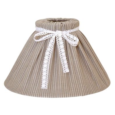 Großer Lampenschirm LINNEA braun weiß gestreift mit Schleife Tischlampe Hamptons