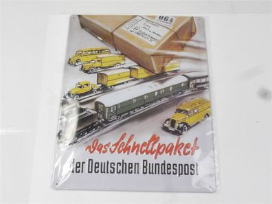 Blechschild Blech mit Prägung "Das Schnellpaket der Deutschen Post"