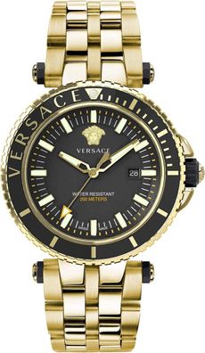 Versace VEAK00618 V-Race Diver schwarz gold Edelstahl Armband Uhr Herren NEU