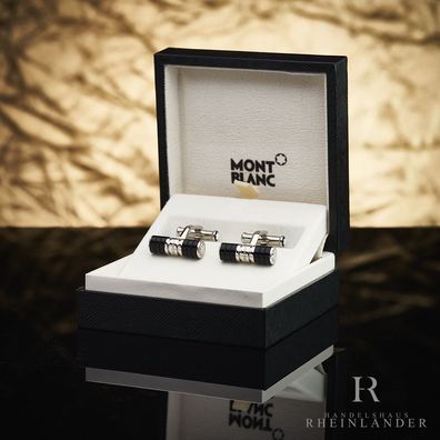 Montblanc Mens Jewellery Iconic Lines Cufflinks Bar Stainless Steel Resin 111309