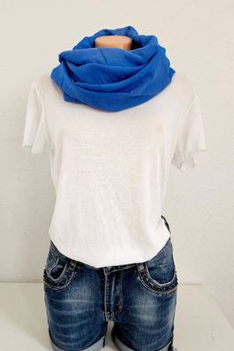 Italy Blogger Schal Loop Schlauchschal Halstuch Seide/ Baumwolle einfarbig Royalblau
