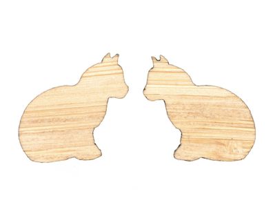 Katze Ohrstecker Miniblings Stecker Ohrringe Kitty Cat Kätzchen Sitzend Holz