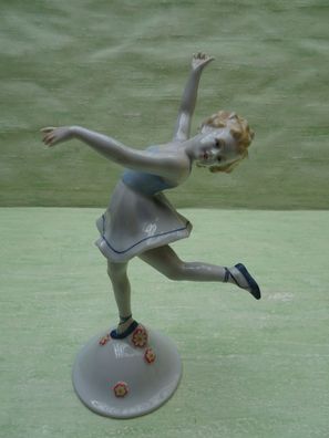 Metzler Ortloff Porzellanfigur tanzendes Kind weiß-blau ca 20,5cm