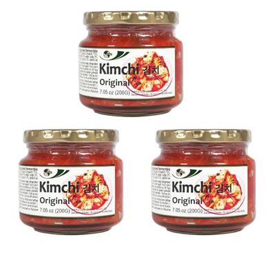 3 Stück HS Kimchi Chinakohl original Kimchi im Glas Fermentiertes Gemüse 3x 200g