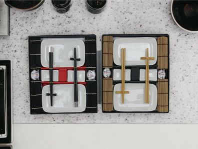 Luxuriöses Sushi-Set Tischgeschirr für 2 Personen -Eleganz in Braun oder Schwarz
