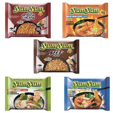 Yum Yum Instant Nudeln Suppe - Mix Box 5 STÜCK Gemischte SORTEN - Rind, Hänchen
