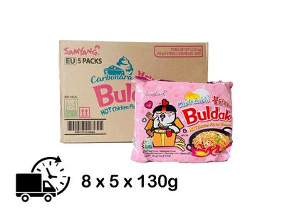 1 Karton Samyang Hot Chicken Flavor Ramen Buldak Carbonara Nudeln - 8 x 5 x 130g