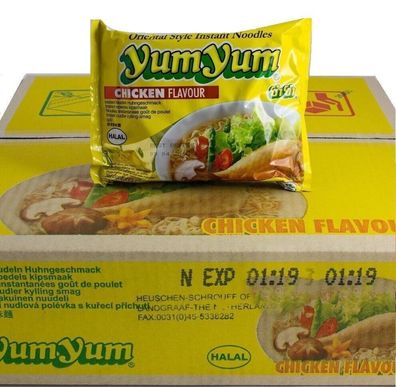 YumYum HUHN Instant Nudelsuppen Yum Yum Chicken Noodle Soup 1 Karton 30 x60g
