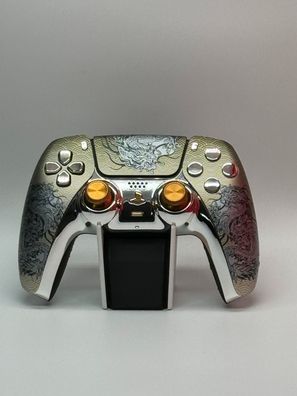 Playstation 5 Controller / Custom Umbau, PS5 Controller Design Golden Dragon Silver