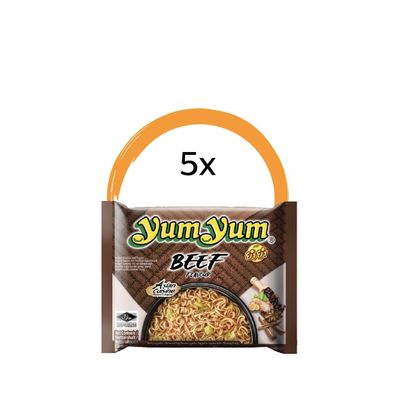 5 STÜCK - Yum Yum Instant Nudeln Suppe RIND Nudelsuppe BEEF- 5x 60g