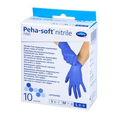 Peha-soft® nitrile fino Einweghandschuhe, Faltschachtel Gr. L | Packung (10 Stück)