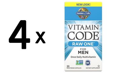 4 x Vitamin Code RAW ONE for Men - 30 vcaps