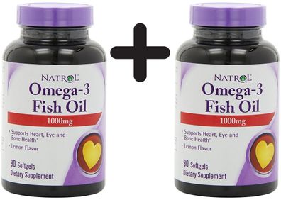 2 x Omega-3 Fish Oil, 1000mg - 90 softgels