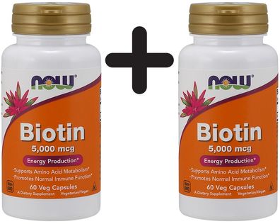 2 x Biotin, 5000mcg - 60 vcaps