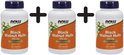 3 x Black Walnut Hulls, 500mg - 100 caps