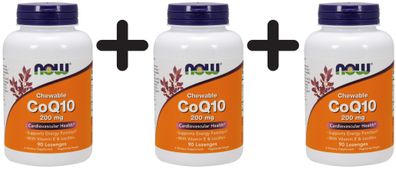 3 x CoQ10 with Lecithin & Vitamin E, 200mg (Chewable) - 90 lozenges