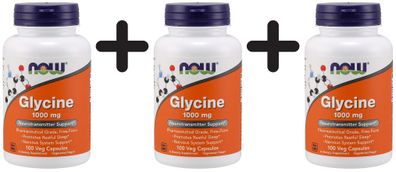 3 x Glycine, 1000mg - 100 vcaps