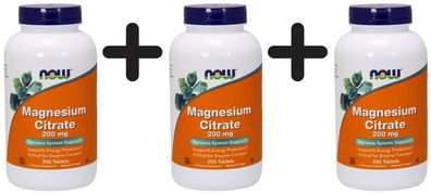 3 x Magnesium Citrate, 200mg - 250 tablets