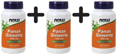 3 x Panax Ginseng, 500mg - 100 capsules