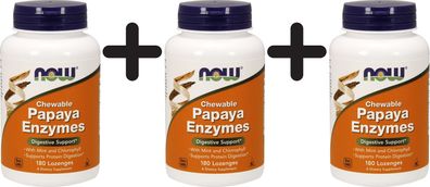 3 x Papaya Enzyme, Chewable - 180 lozenges