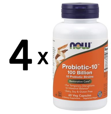 4 x Probiotic-10, 100 Billion - 60 vcaps