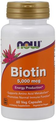 Biotin, 5000mcg - 60 vcaps