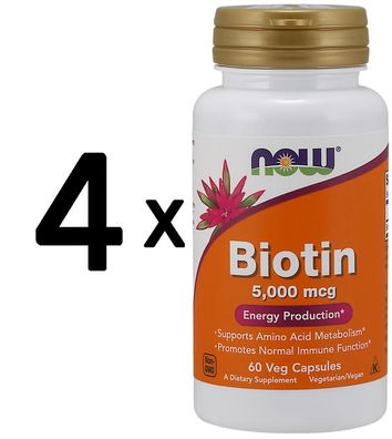 4 x Biotin, 5000mcg - 60 vcaps
