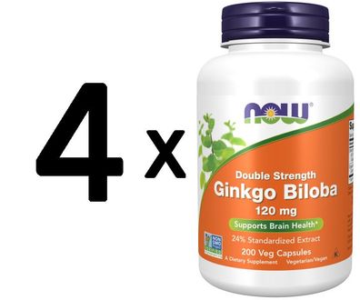 4 x Ginkgo Biloba Double Strength, 120mg - 200 vcaps
