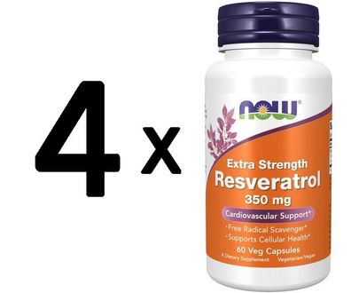 4 x Resveratrol, Extra Strength 350mg - 60 vcaps
