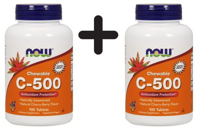 2 x Vitamin C-500 Chewable, Cherry-Berry - 100 tabs