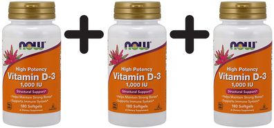 3 x Vitamin D-3, 1000 IU - 180 softgels