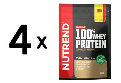 4 x 100% Whey Protein, Banana + Strawberry - 400g