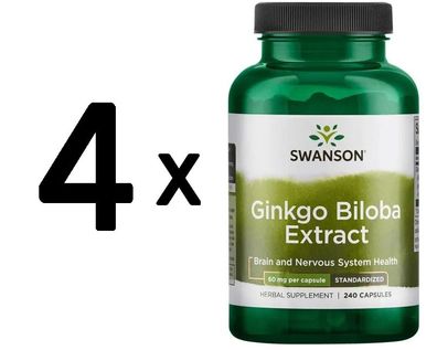 4 x Ginkgo Biloba Extract 24%, 60mg - 240 caps