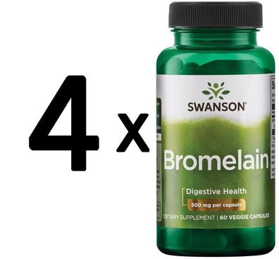 4 x Bromelain 1,200 GDU, 500mg - 60 vcaps