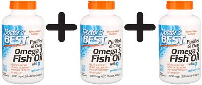 3 x Purified & Clear Omega 3 Fish Oil, 1000mg - 120 marine softgels