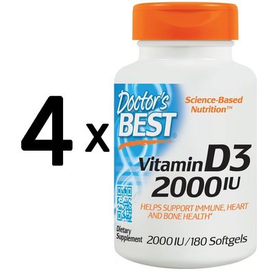 4 x Vitamin D3, 2000 IU - 180 softgels